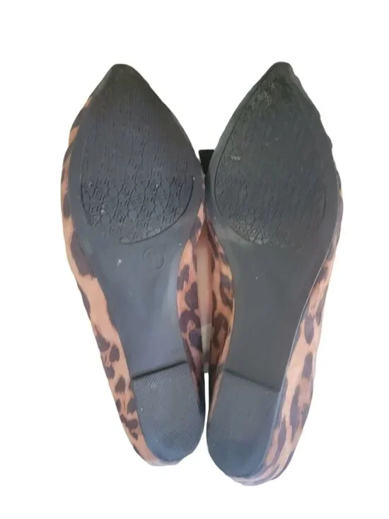 Merona Leopard Print Flats Pointed Toe Womens Shoes Size 7.5 Brown & Black - Picture 5 of 5